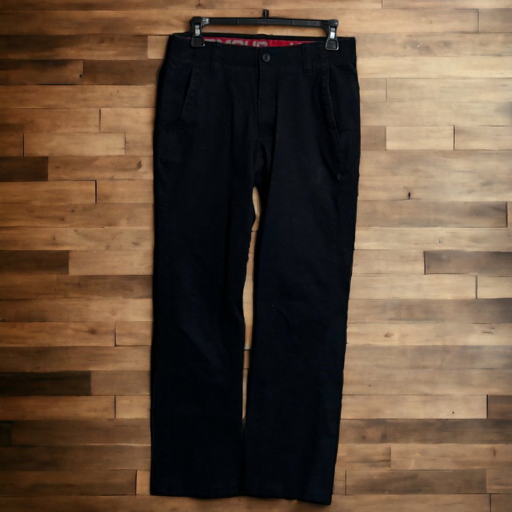 Under Armour Flat Front Chino Pants, Solid Blue, 30/30. (P012924-1)